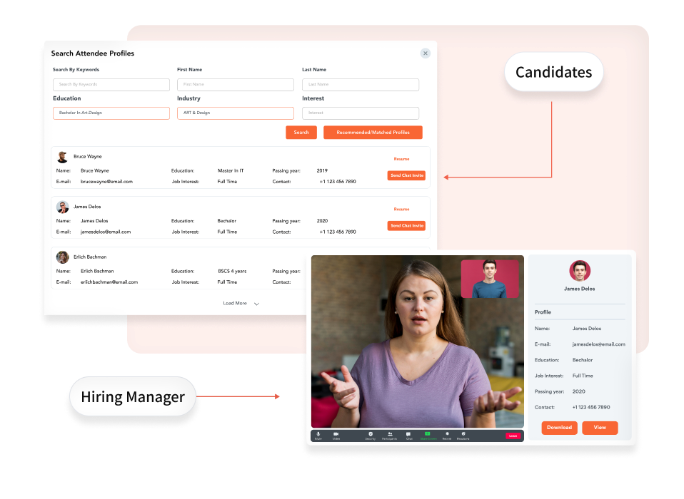 connect-jobseekers-recruiters-with-chat-meetings-etc