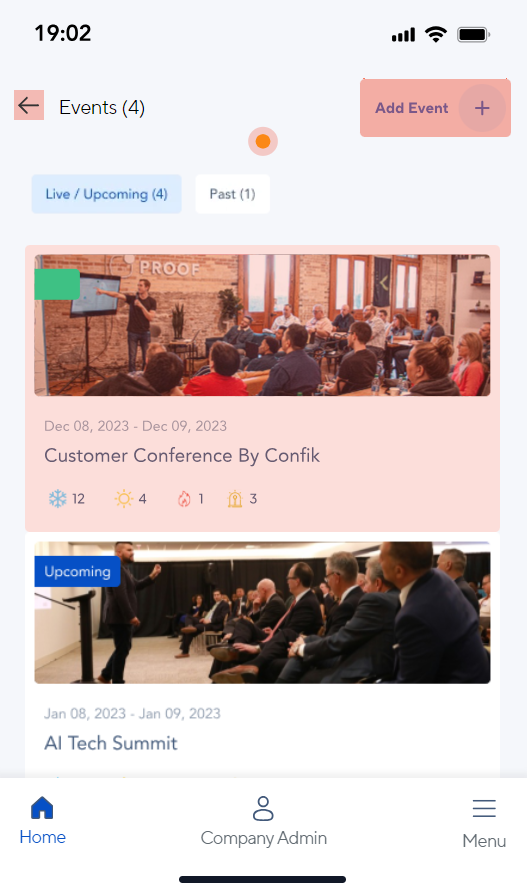 Multiple events with lead details within the lead retrieval app