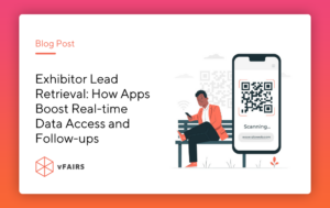 blog banner with a mock up of lead retrieval app