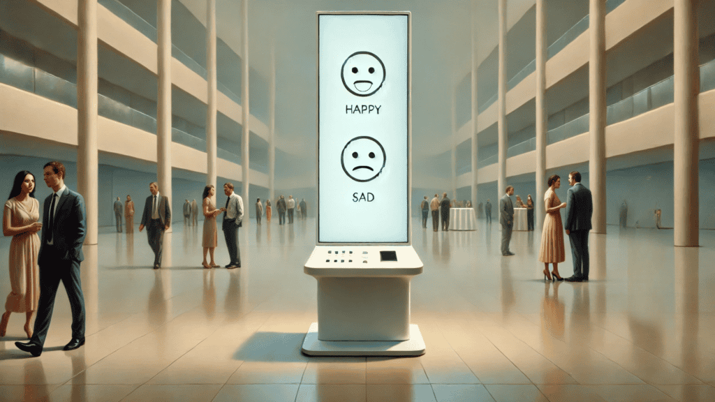 A feedback machine that collects feedback through emoticons at events