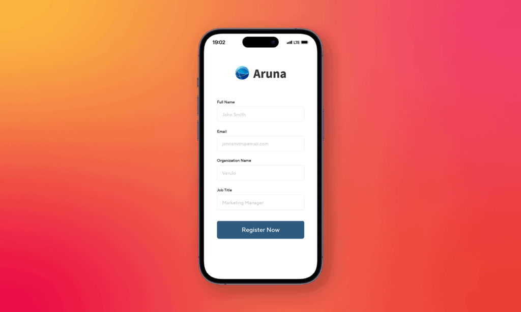 Mobile view of registration form