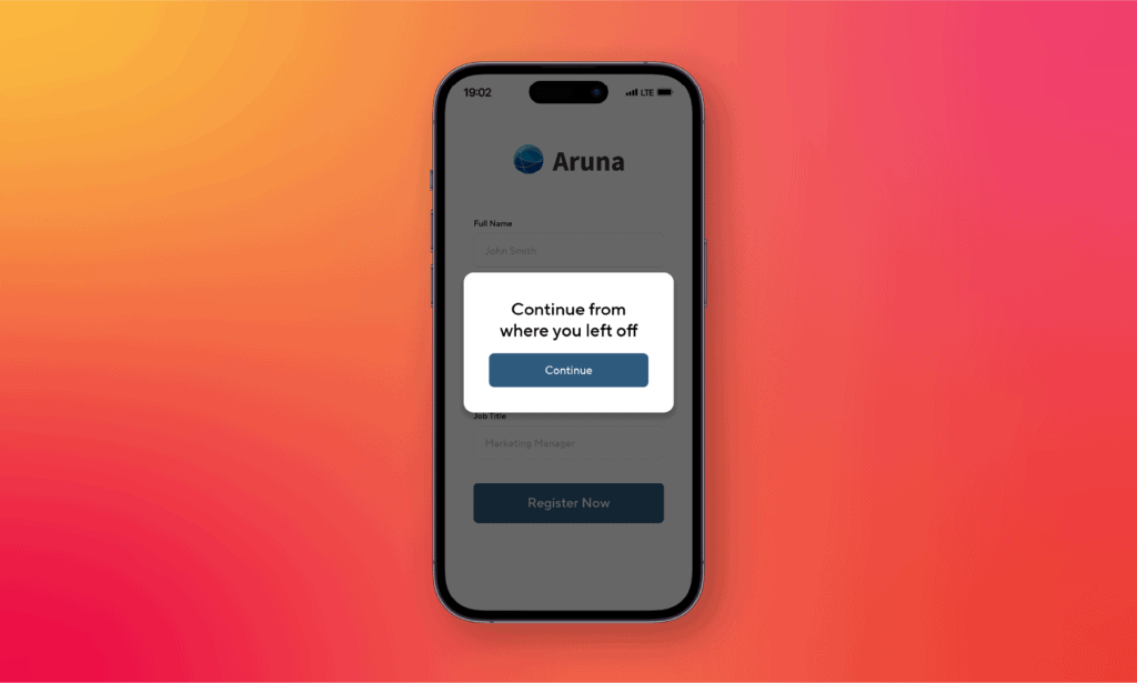 A registration form that autosaves to save progress