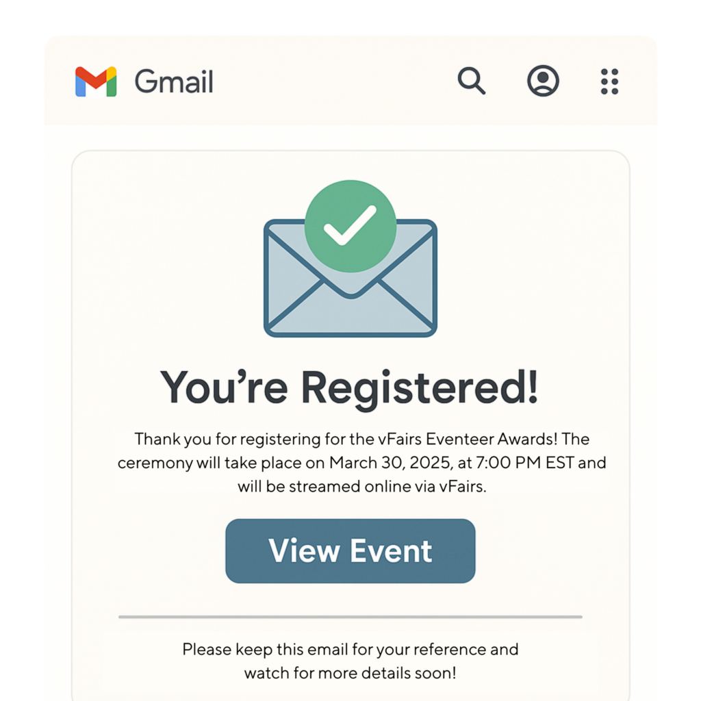 Calender invite for registration form