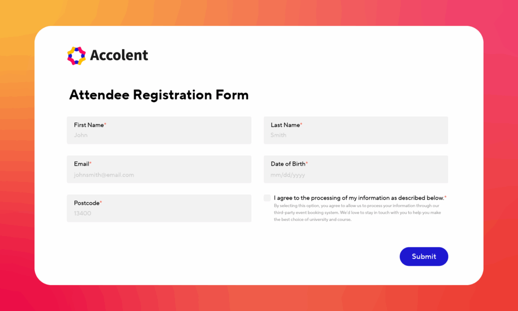 Branded registration form