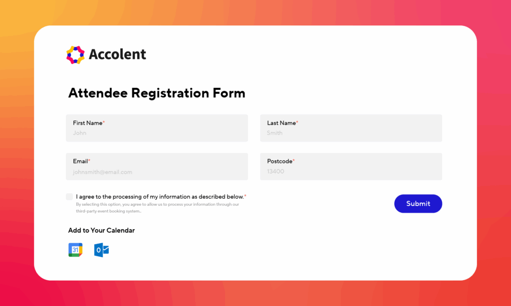 calender integration in reg form