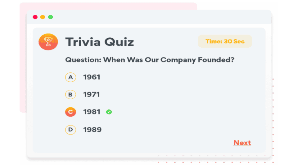 trivia quiz during event