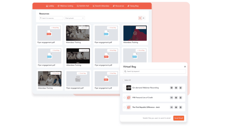 Example of a resource library for uploading event related documents and sesisons and beyond