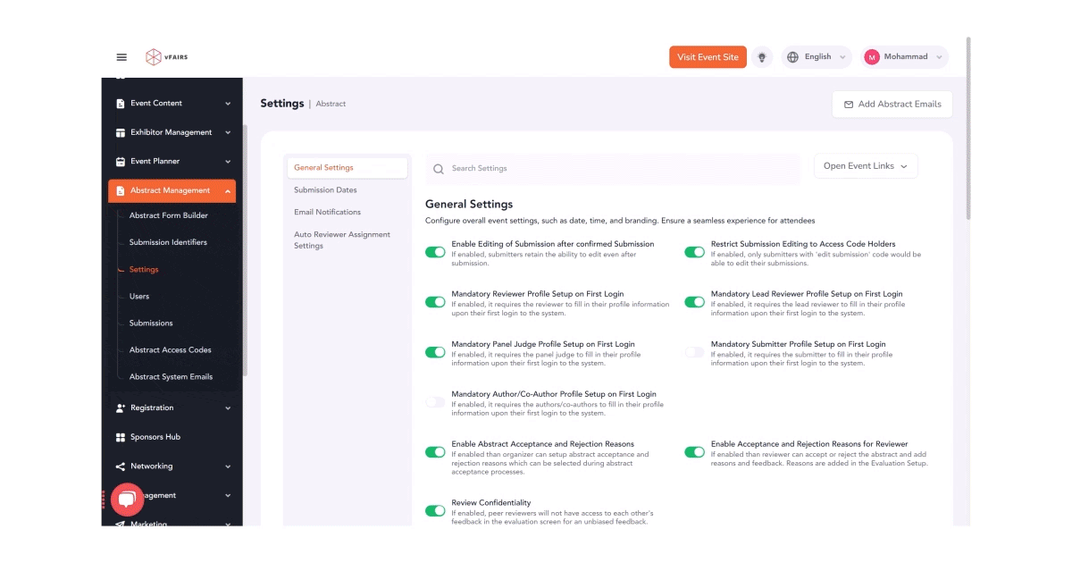 vFairs Abstract Management Author Profile
