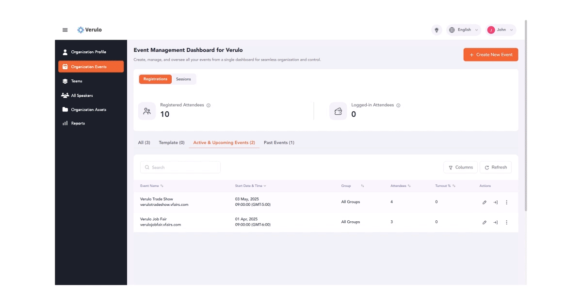 Events Management Dashboard