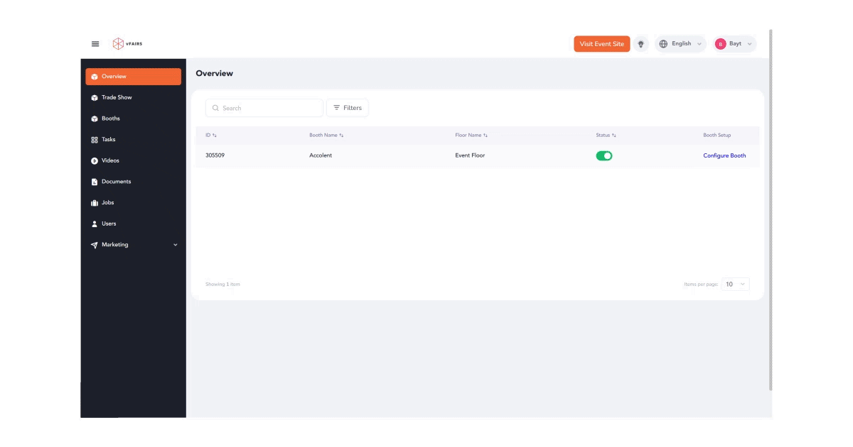 vFairs Exhibitor Portal