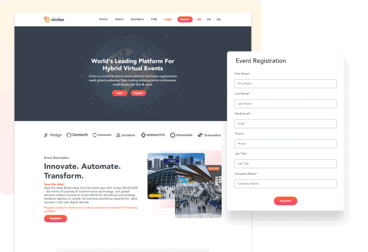 An example of a custom event website design