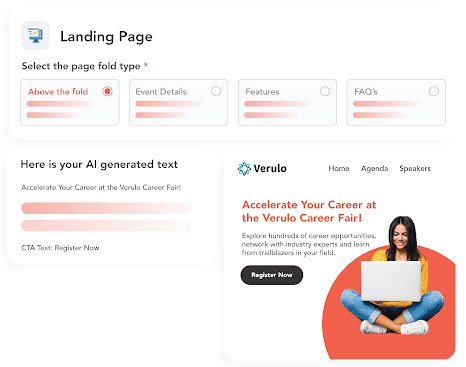 Using AI writing tools to draft copy for event landing page