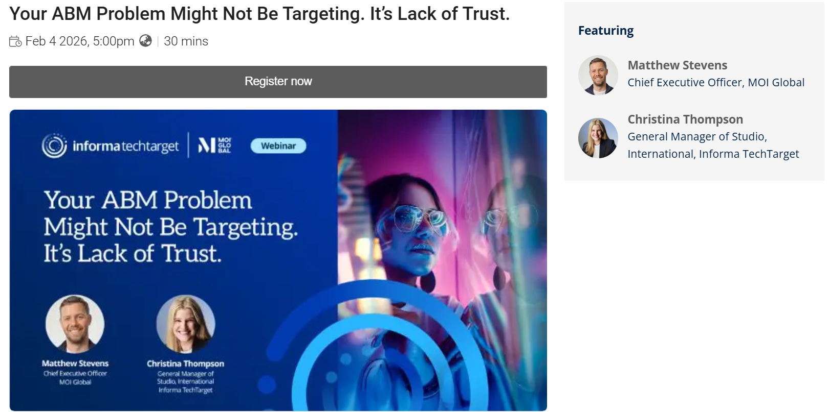 Webinar on targeting issues in marketing