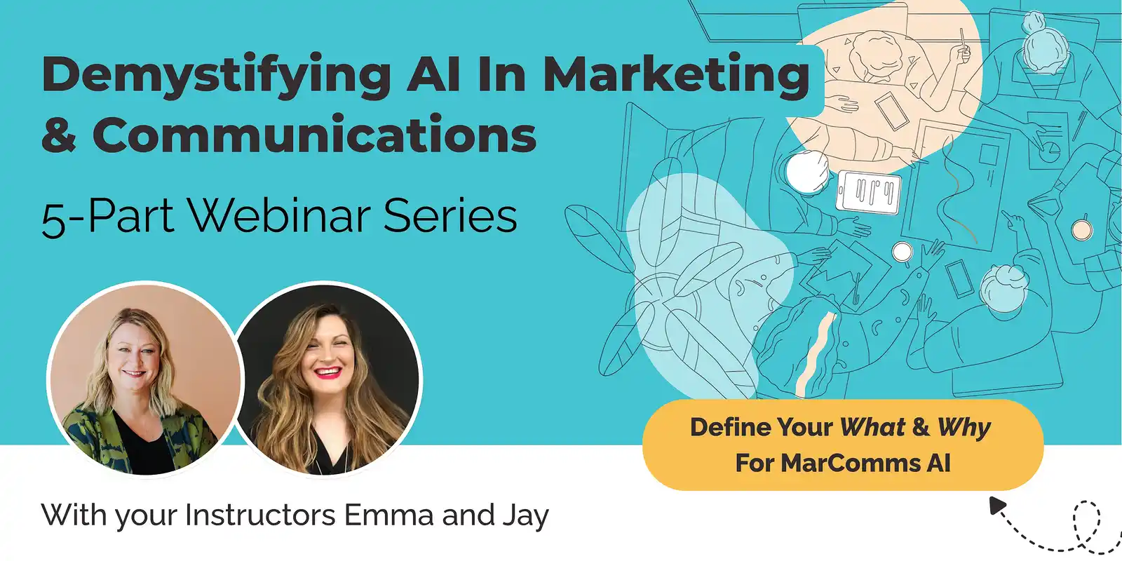 Marketing webinar on AI in marketing and communications banner