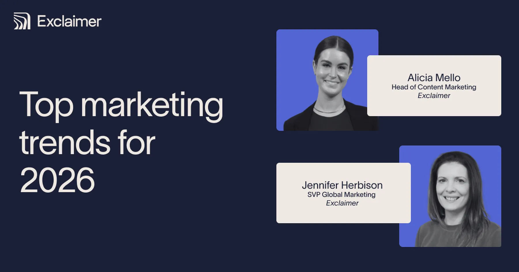 Exclaimer's webinar on marketing trends banner