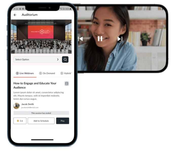 watching webinars in the event app