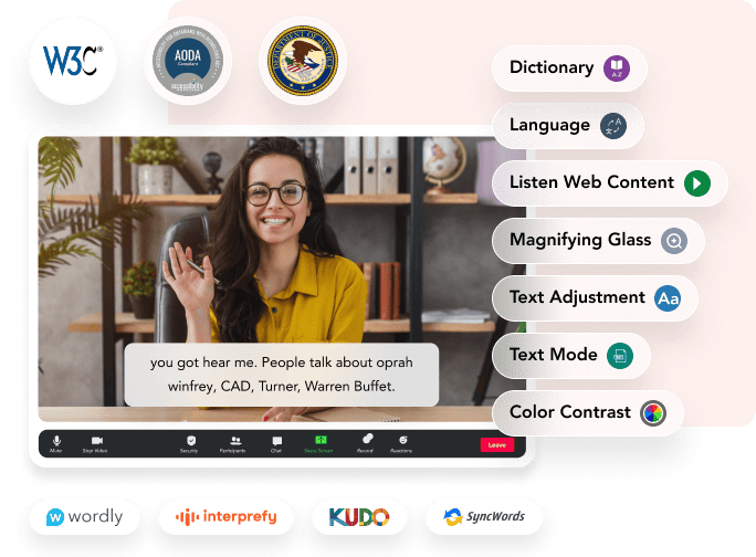 Accessibility features on vfairs event app