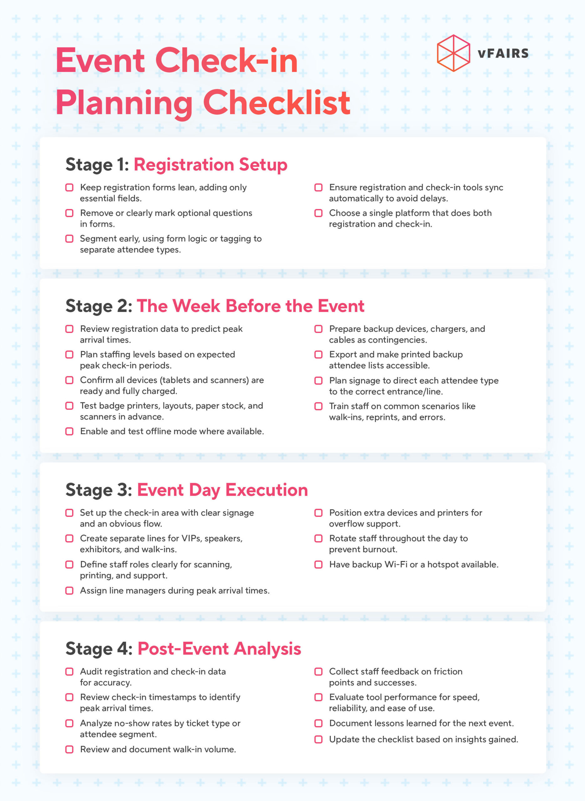 Event check-in planning checklist