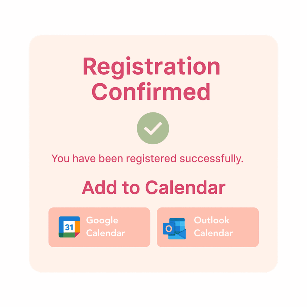 registration confirmation and calendar integration