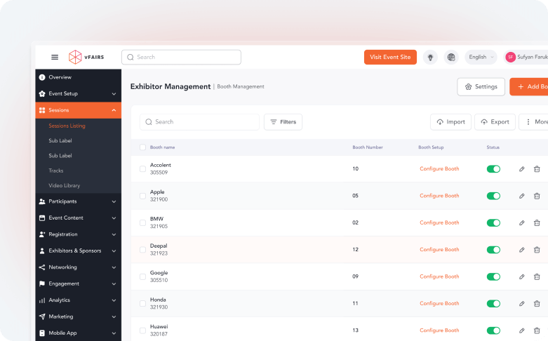 Manage all your events through a single dashboard