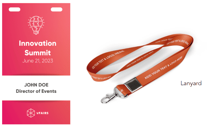 Badge with lanyard