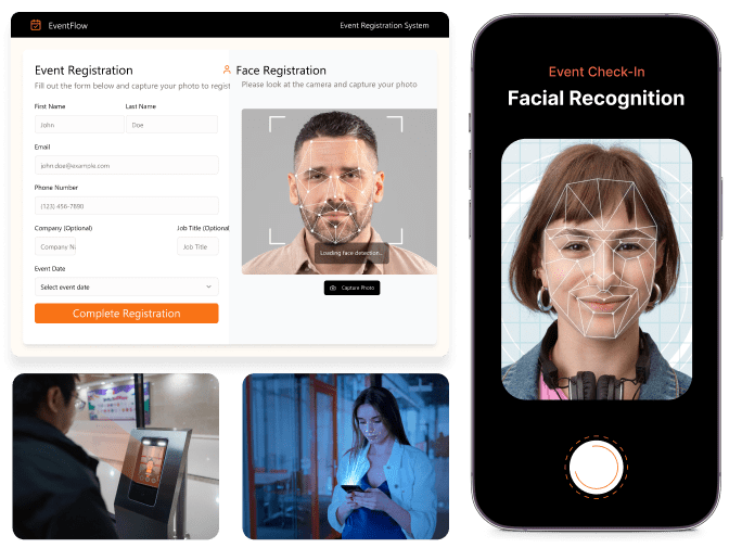 Facial recognition check-in at field marketing events