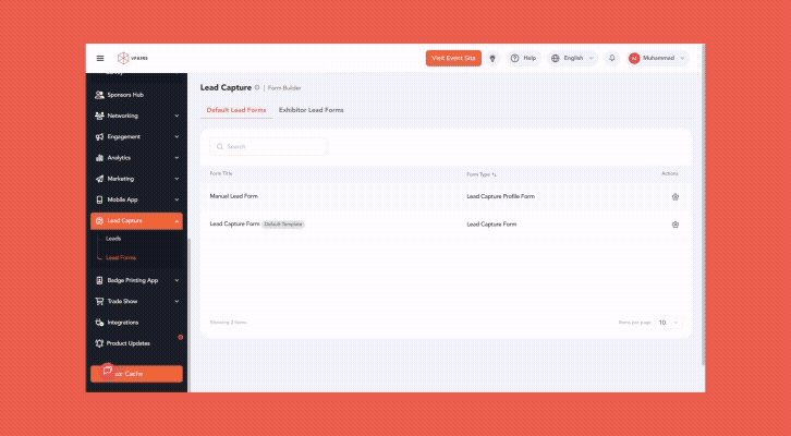 Lead Capture App flow