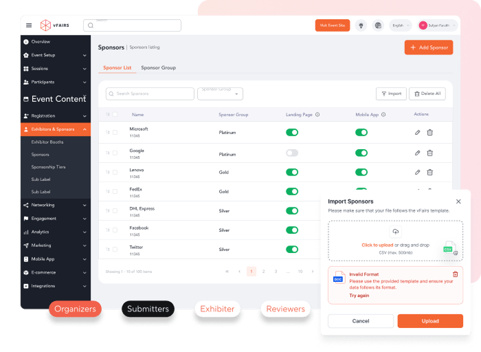 sponsor and exhibitor management