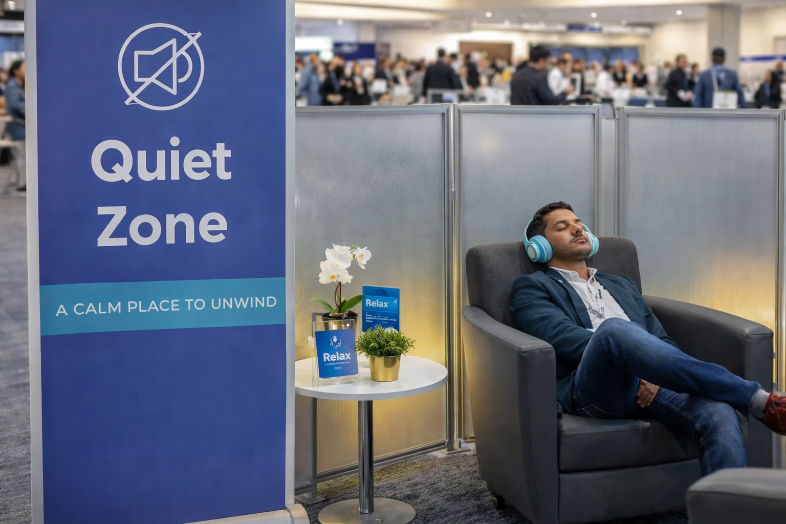 Quiet zones for decompression at events
