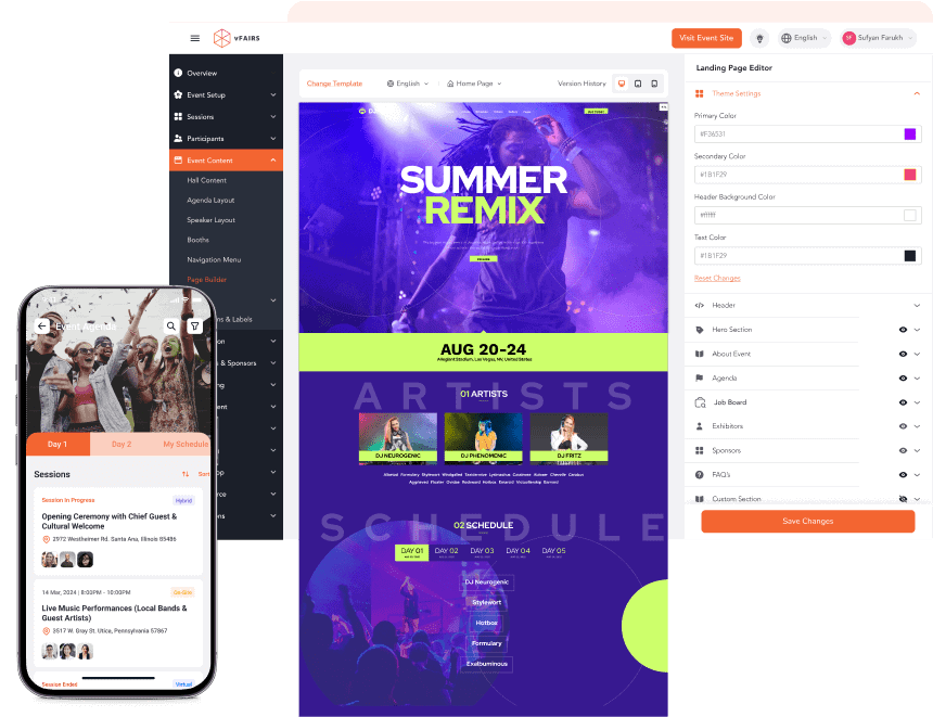 Planning agenda for festivals