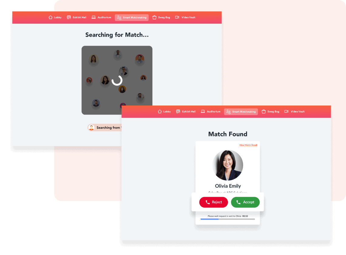 Smart matchmaking feature vFairs