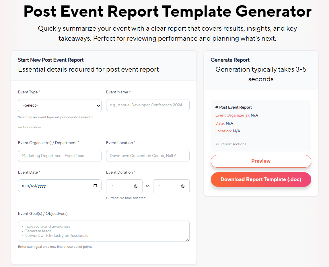 vFairs post event report generator