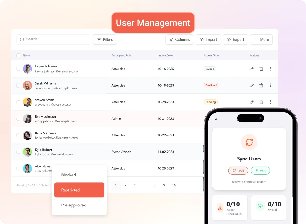 Manage All Attendees and Check-In Statuses Easily.