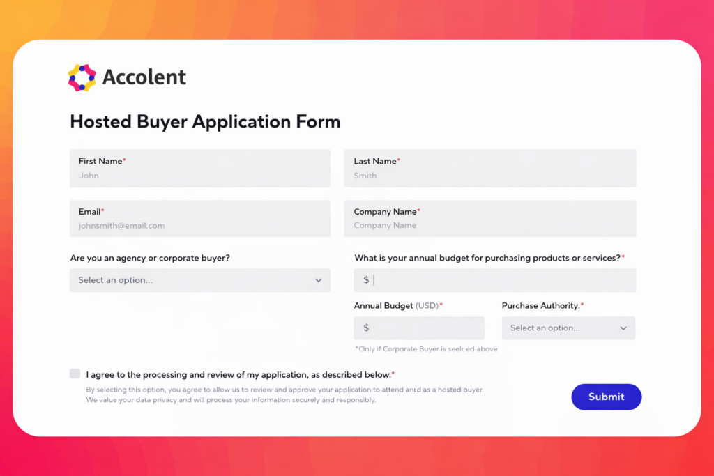 Hosted buyer registration form