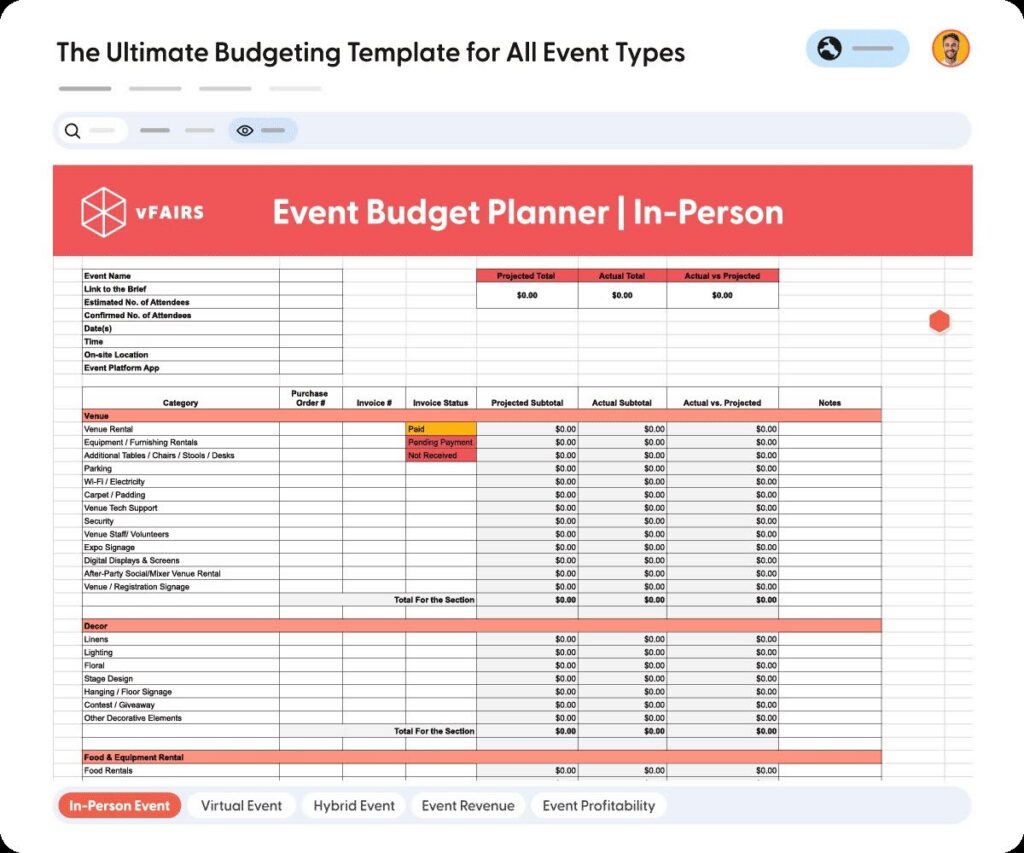 budgeting for events template on excel