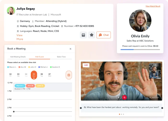 Instant meeting scheduling for event matchmaking