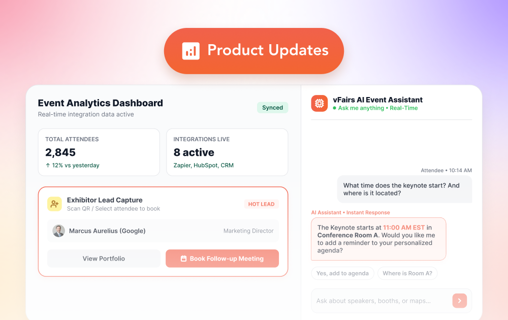 July Product Updates: Chat With Your Event Data, Answer Attendees Instantly & Book Meetings on the Spot