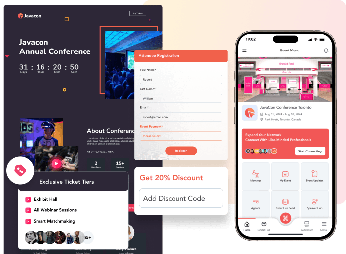 Deliver a fully branded experience across your event with vFairs