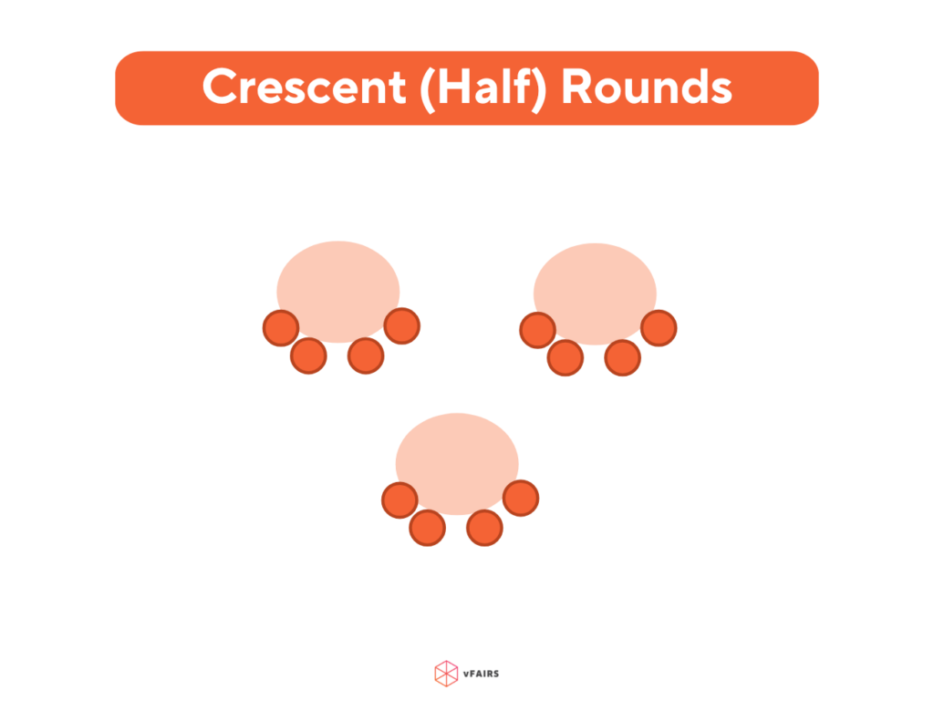 Crescent seating layout for conference room setup